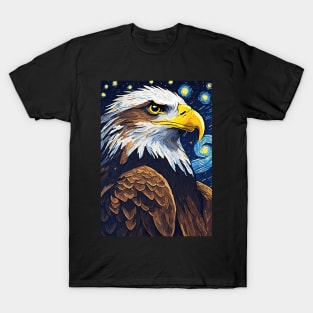 Eagle Animal Painting in a Van Gogh Starry Night Art Style T-Shirt